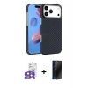 MARSİLYAN™- iPhone 17 Pro Max Kılıf Doruk Serisi - Siyah 3D Antistatik Hayalet Cam Ekran Koruyucu + Bilvis Titan Kamera Lens - TU