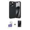 MARSİLYAN™- iPhone 17 Pro Max Kılıf Eksen Form Prime - Siyah 3D Antistatik Hayalet Cam Ekran Koruyucu + Bilvis Titan Kamera Lens - NLGY