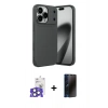 MARSİLYAN™- iPhone 17 Pro Max Kılıf Eksen Form Prime - Siyah 3D Antistatik Hayalet Cam Ekran Koruyucu + Bilvis Titan Kamera Lens - NLGY
