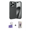 MARSİLYAN™- iPhone 17 Pro Max Kılıf Eksen Form Prime - Siyah Bilvis 3D Cam Ekran Koruyucu + Bilvis Titan Kamera Lens - LT