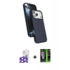 MARSİLYAN™- iPhone 17 Pro Max Kılıf İz Işık Koleksiyonu - Siyah 360 Mat Full Body Arka Koruyucu + Turuncu Bilvis Titan Kamera Lens