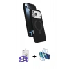 MARSİLYAN™- iPhone 17 Pro Max Kılıf İz Işık Koleksiyonu - Siyah 3D Antistatik Cam Ekran Koruyucu + Bilvis Titan Kamera Lens - NLGY