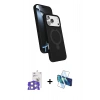 MARSİLYAN™- iPhone 17 Pro Max Kılıf İz Işık Koleksiyonu - Siyah 3D Antistatik Cam Ekran Koruyucu + Bilvis Titan Kamera Lens - GS