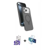 MARSİLYAN™- iPhone 17 Pro Max Kılıf İz Işık Koleksiyonu - Siyah 3D Antistatik Cam Ekran Koruyucu + Bilvis Titan Kamera Lens - NLGY