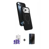 MARSİLYAN™- iPhone 17 Pro Max Kılıf İz Işık Koleksiyonu - Siyah 3D Antistatik Hayalet Cam Ekran Koruyucu + Bilvis Titan Kamera Lens - LT