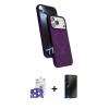 MARSİLYAN™- iPhone 17 Pro Max Kılıf İz Işık Koleksiyonu - Siyah 3D Antistatik Hayalet Cam Ekran Koruyucu + Bilvis Titan Kamera Lens - LT