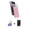 MARSİLYAN™- iPhone 17 Pro Max Kılıf İz Işık Koleksiyonu - Siyah 3D Antistatik Hayalet Cam Ekran Koruyucu + Bilvis Titan Kamera Lens - GS