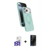 MARSİLYAN™- iPhone 17 Pro Max Kılıf İz Işık Koleksiyonu - Siyah 3D Antistatik Hayalet Cam Ekran Koruyucu + Bilvis Titan Kamera Lens - LT
