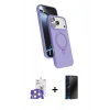 MARSİLYAN™- iPhone 17 Pro Max Kılıf İz Işık Koleksiyonu - Siyah 3D Antistatik Hayalet Cam Ekran Koruyucu + Bilvis Titan Kamera Lens - GS