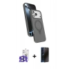MARSİLYAN™- iPhone 17 Pro Max Kılıf İz Işık Koleksiyonu - Siyah 3D Antistatik Hayalet Cam Ekran Koruyucu + Bilvis Titan Kamera Lens - LT