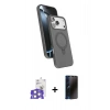MARSİLYAN™- iPhone 17 Pro Max Kılıf İz Işık Koleksiyonu - Siyah 3D Antistatik Hayalet Cam Ekran Koruyucu + Bilvis Titan Kamera Lens - GS