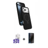 MARSİLYAN™- iPhone 17 Pro Max Kılıf İz Işık Koleksiyonu - Siyah 3D Antistatik Hayalet Cam Ekran Koruyucu + Bilvis Titan Kamera Lens - GS