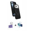 MARSİLYAN™- iPhone 17 Pro Max Kılıf İz Işık Koleksiyonu - Siyah 3D Antistatik Seramik Nano Ekran Koruyucu + Bilvis Titan Kamera Lens - LT