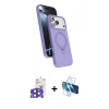 MARSİLYAN™- iPhone 17 Pro Max Kılıf İz Işık Koleksiyonu - Siyah 3D Antistatik Seramik Nano Ekran Koruyucu + Bilvis Titan Kamera Lens - LT