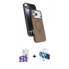 MARSİLYAN™- iPhone 17 Pro Max Kılıf İz Işık Koleksiyonu - Siyah 3D Antistatik Seramik Nano Ekran Koruyucu + Turuncu Bilvis Titan Kamera Lens