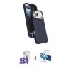MARSİLYAN™- iPhone 17 Pro Max Kılıf İz Işık Koleksiyonu - Siyah 3D Antistatik Seramik Nano Ekran Koruyucu + Turuncu Bilvis Titan Kamera Lens