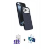 MARSİLYAN™- iPhone 17 Pro Max Kılıf İz Işık Koleksiyonu - Siyah 3D Antistatik Seramik Nano Ekran Koruyucu + Natural Grey Bilvis Titan Kamera Lens