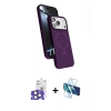 MARSİLYAN™- iPhone 17 Pro Max Kılıf İz Işık Koleksiyonu - Siyah 3D Antistatik Seramik Nano Ekran Koruyucu + Natural Grey Bilvis Titan Kamera Lens
