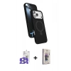 MARSİLYAN™- iPhone 17 Pro Max Kılıf İz Işık Koleksiyonu - Siyah Bilvis 3D Cam Ekran Koruyucu + Bilvis Titan Kamera Lens - GS