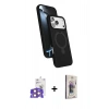 MARSİLYAN™- iPhone 17 Pro Max Kılıf İz Işık Koleksiyonu - Siyah Bilvis 3D Cam Ekran Koruyucu + Turuncu Bilvis Titan Kamera Lens