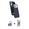MARSİLYAN™- iPhone 17 Pro Max Kılıf İz Işık Koleksiyonu - Siyah Bilvis 3D Cam Ekran Koruyucu + Turuncu Bilvis Titan Kamera Lens