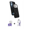MARSİLYAN™- iPhone 17 Pro Max Kılıf İz Işık Koleksiyonu - Siyah Bilvis 3X AR HD Cam Ekran Koruyucu + Bilvis Titan Kamera Lens - GS