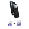 MARSİLYAN™- iPhone 17 Pro Max Kılıf İz Işık Koleksiyonu - Siyah Bilvis 5in1 5D Magic Hayalet Cam Ekran Koruyucu + Bilvis Titan Kamera Lens - GS