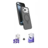 MARSİLYAN™- iPhone 17 Pro Max Kılıf İz Işık Koleksiyonu - Siyah Bilvis 5in1 5D Magic Hayalet Cam Ekran Koruyucu + Bilvis Titan Kamera Lens - GS