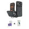 MARSİLYAN™- iPhone 17 Pro Max Kılıf İz Modern Prime - Şeffaf Pasifik Cam Ekran Koruyucu + Bilvis Titan Kamera Lens - LT