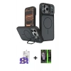 MARSİLYAN™- iPhone 17 Pro Max Kılıf İz Modern Prime - Siyah 360 Mat Full Body Arka Koruyucu + Bilvis Titan Kamera Lens - TU