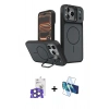 MARSİLYAN™- iPhone 17 Pro Max Kılıf İz Modern Prime - Siyah 3D Antistatik Cam Ekran Koruyucu + Bilvis Titan Kamera Lens - NLGY