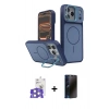 MARSİLYAN™- iPhone 17 Pro Max Kılıf İz Modern Prime - Siyah 3D Antistatik Hayalet Cam Ekran Koruyucu + Bilvis Titan Kamera Lens - GS
