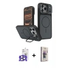 MARSİLYAN™- iPhone 17 Pro Max Kılıf İz Modern Prime - Siyah Bilvis 3D Cam Ekran Koruyucu + Bilvis Titan Kamera Lens - NLGY