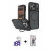 MARSİLYAN™- iPhone 17 Pro Max Kılıf İz Modern Prime - Siyah Bilvis 3D Cam Ekran Koruyucu + Bilvis Titan Kamera Lens - LT