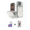 MARSİLYAN™- iPhone 17 Pro Max Kılıf İz Modern Prime - Siyah Bilvis 3D Cam Ekran Koruyucu + Turuncu Bilvis Titan Kamera Lens