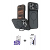 MARSİLYAN™- iPhone 17 Pro Max Kılıf İz Modern Prime - Siyah Bilvis 3X AR Hayalet Cam Ekran Koruyucu + Bilvis Titan Kamera Lens - GS