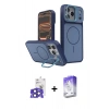 MARSİLYAN™- iPhone 17 Pro Max Kılıf İz Modern Prime - Siyah Bilvis 5in1 3D Magic Cam Ekran Koruyucu + Lacivert Bilvis Titan Kamera Lens