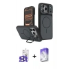 MARSİLYAN™- iPhone 17 Pro Max Kılıf İz Modern Prime - Siyah Bilvis 5in1 3D Magic Cam Ekran Koruyucu + Lacivert Bilvis Titan Kamera Lens