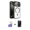 MARSİLYAN™- iPhone 17 Pro Max Kılıf Kıvılcım Prime - Siyah 3D Antistatik Hayalet Cam Ekran Koruyucu + Bilvis Titan Kamera Lens - NLGY