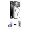 MARSİLYAN™- iPhone 17 Pro Max Kılıf Kıvılcım Prime - Siyah Bilvis 3D Cam Ekran Koruyucu + Gümüş Bilvis Titan Kamera Lens