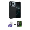 MARSİLYAN™- iPhone 17 Pro Max Kılıf Kozmos Yansıma Özel Seri - Siyah 360 Mat Full Body Arka Koruyucu + Bilvis Titan Kamera Lens - LT