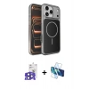 MARSİLYAN™- iPhone 17 Pro Max Kılıf Kutup Doku Serisi - Siyah 3D Antistatik Cam Ekran Koruyucu + Bilvis Titan Kamera Lens - LT