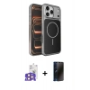 MARSİLYAN™- iPhone 17 Pro Max Kılıf Kutup Doku Serisi - Siyah 3D Antistatik Hayalet Cam Ekran Koruyucu + Bilvis Titan Kamera Lens - TU