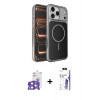 MARSİLYAN™- iPhone 17 Pro Max Kılıf Kutup Doku Serisi - Siyah Bilvis 3X AR HD Cam Ekran Koruyucu + Bilvis Titan Kamera Lens - TU