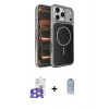 MARSİLYAN™- iPhone 17 Pro Max Kılıf Kutup Doku Serisi - Siyah Joko Magic 5D Cam + Gümüş Bilvis Titan Kamera Lens