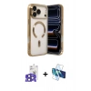 MARSİLYAN™- iPhone 17 Pro Max Kılıf Nova Işık Özel Seri - Siyah 3D Antistatik Cam Ekran Koruyucu + Bilvis Titan Kamera Lens - LT