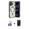 MARSİLYAN™- iPhone 17 Pro Max Kılıf Nova Işık Özel Seri - Siyah 3D Antistatik Hayalet Cam Ekran Koruyucu + Bilvis Titan Kamera Lens - NLGY