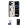 MARSİLYAN™- iPhone 17 Pro Max Kılıf Nova Işık Özel Seri - Siyah 3D Antistatik Hayalet Cam Ekran Koruyucu + Bilvis Titan Kamera Lens - GS