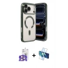 MARSİLYAN™- iPhone 17 Pro Max Kılıf Nova Işık Özel Seri - Siyah 3D Antistatik Seramik Nano Ekran Koruyucu + Bilvis Titan Kamera Lens - TU