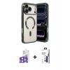 MARSİLYAN™- iPhone 17 Pro Max Kılıf Nova Işık Özel Seri - Siyah Bilvis 3X AR Hayalet Cam Ekran Koruyucu + Bilvis Titan Kamera Lens - TU